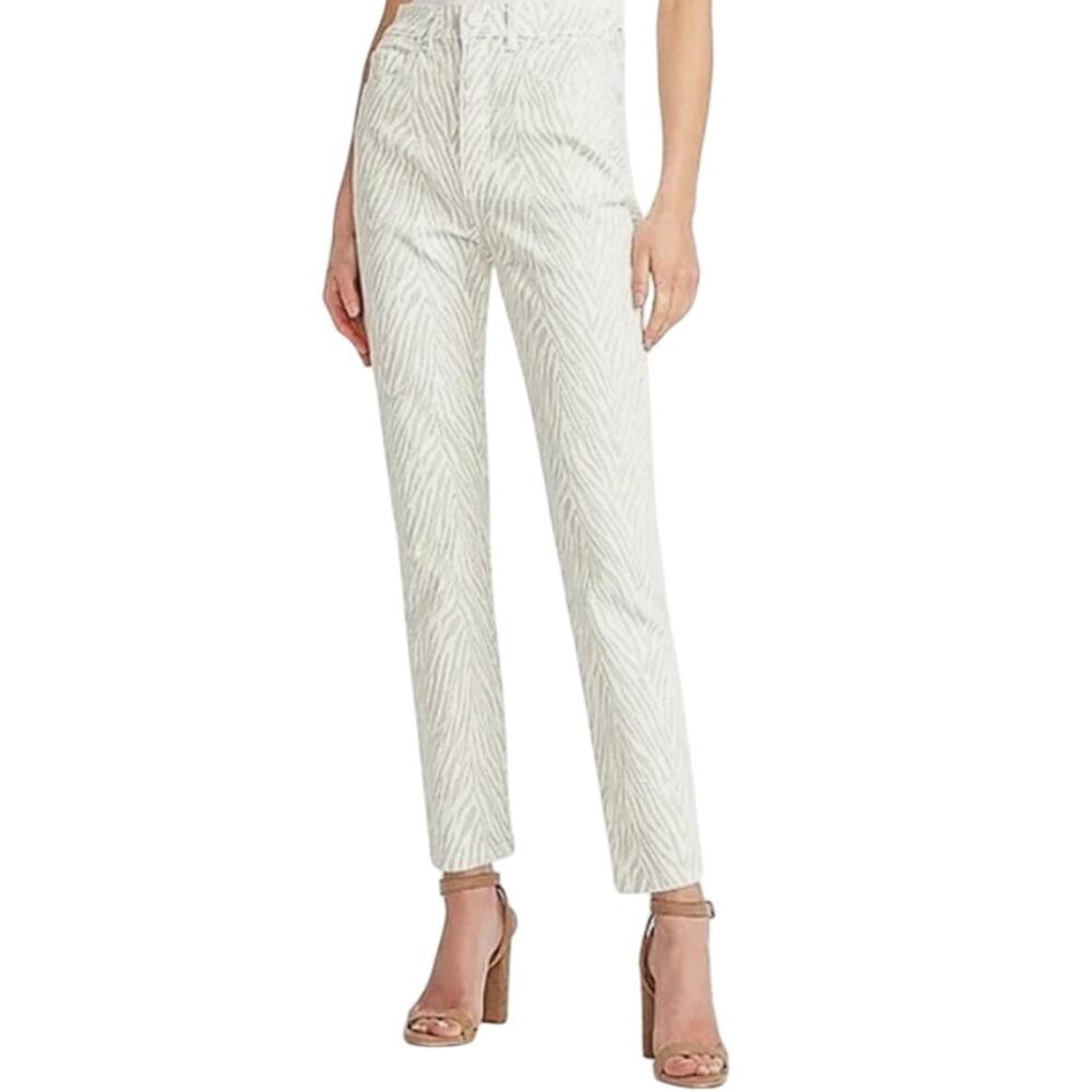 Express Womens High Waisted Slim Ankle Jeans Zebra Print Size 4R Super High Rise